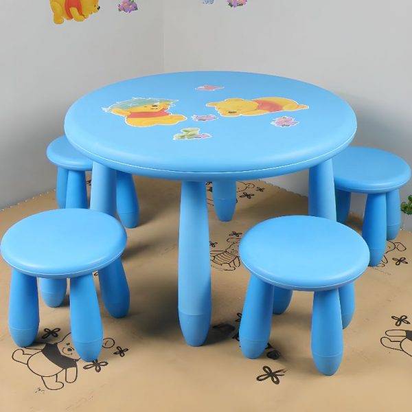 "Vibrant Vermilion, Cerulean, and Olive Green Polymer Children Computer Desk"