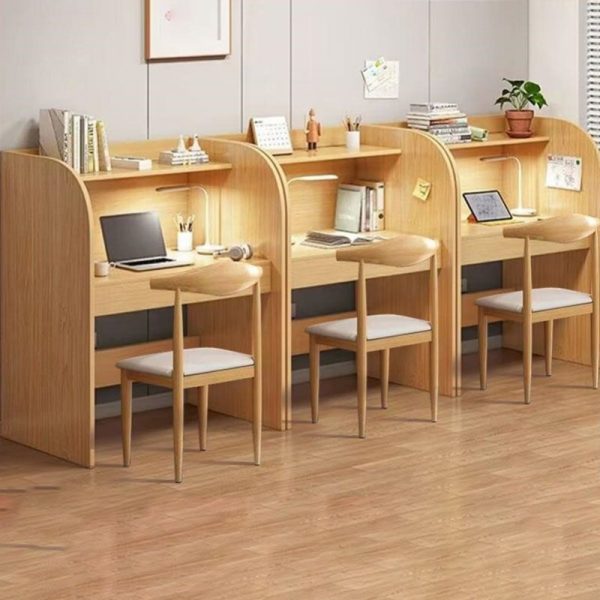 "Engineered Wood Unfinished Children Computer Desk with Locker, Shelf, and Hutch"