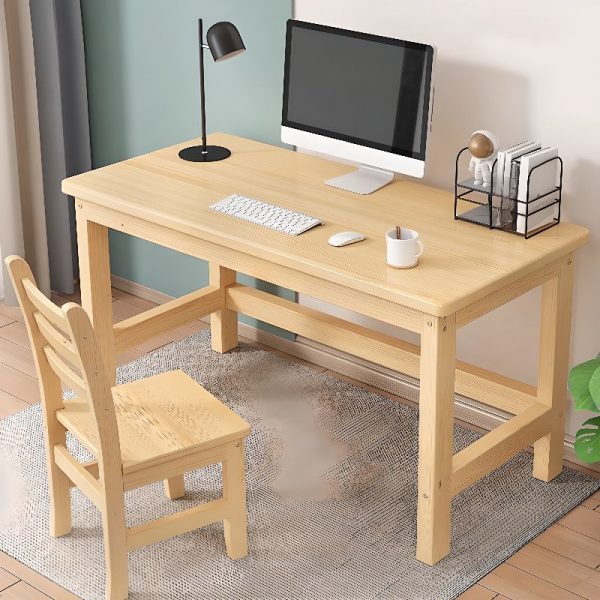 "Pine Wood Natural Finish Kids Computer Desk"