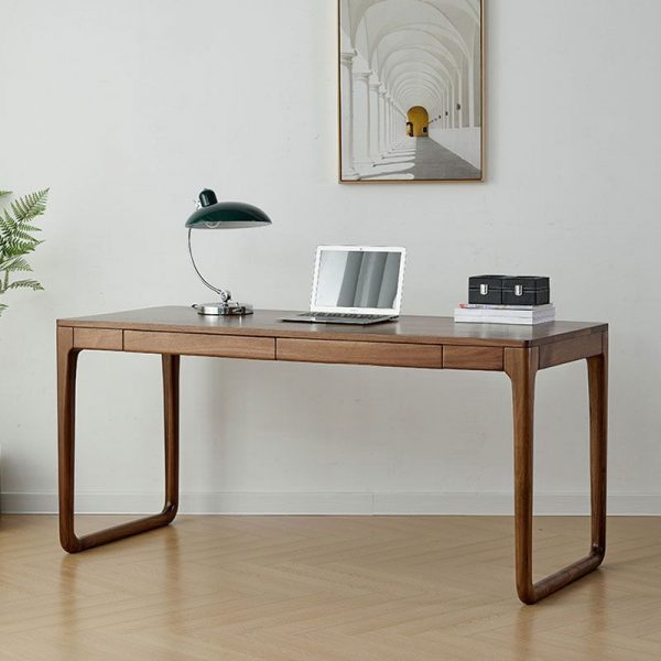 "Children Computer Desk with Natural Wood in Brown, Repository, Shelf & Compartment"