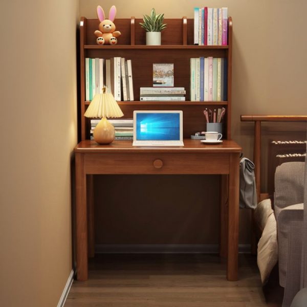 "Kids Computer Desk with Solid+engineered Wood, Chalk/Brown/Natural Color, Stockroom, Shelf, Compartment, and Hutch"